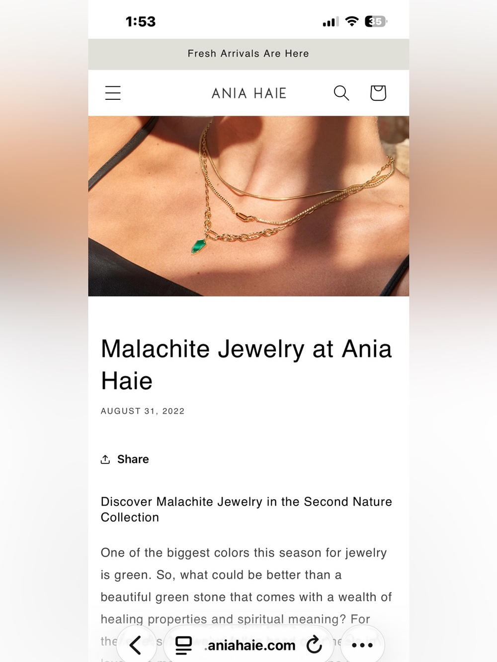 New Ania Haie Malachite Pendant Necklace & Matching Bracelet - Picture 4 of 6
